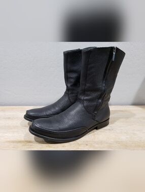 FRANCO CUADRA Mens Dual Zip Mid-Calf Round Toe All Leather Boot (30|12.5) Black